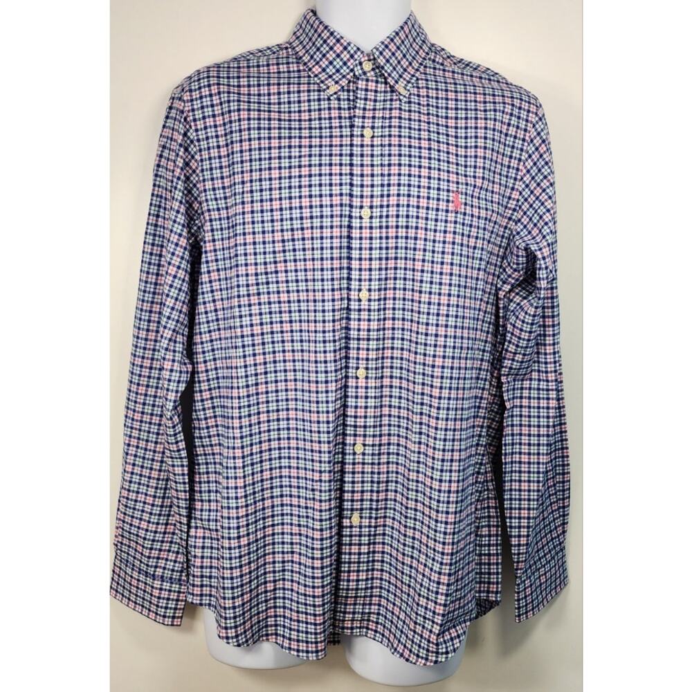 Ralph Lauren Plaid Button‎ Up Shirt Men’s Medium Preppy Cotton